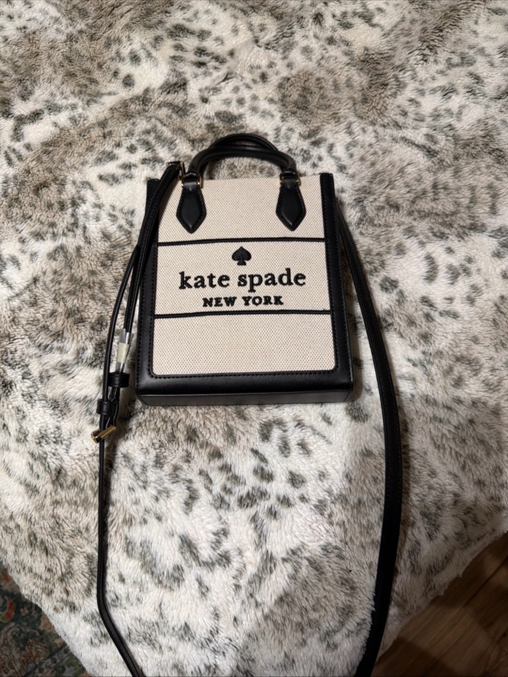 kate spade  ellie mini Black and Cream Logo Canvas Crossbody